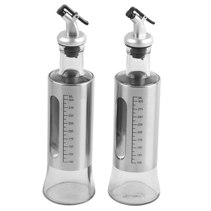 2 Pcs Oil Dispenser Bottle 300ml Thickened Scale Design Visual Seasoning Bottle for Home Kitchen V1294-YM0512-3118220288111