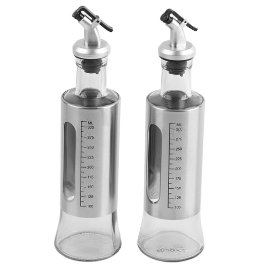 2 Pcs Oil Dispenser Bottle 300ml Thickened Scale Design Visual Seasoning Bottle for Home Kitchen V1294-YM0512-3118220288111