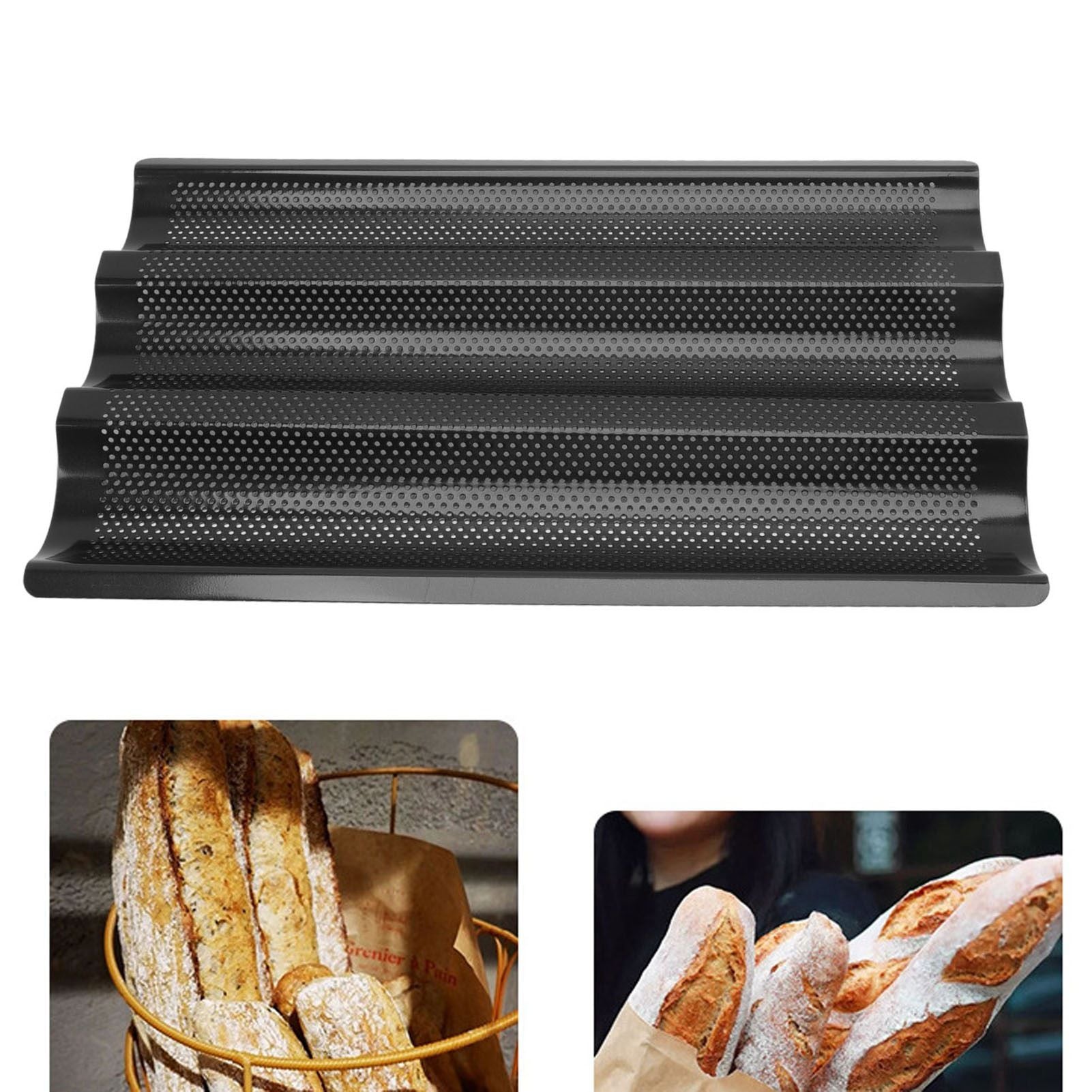 Baguette Pan Stainless Steel U Shape Uniform Heating Perforated Design French Bread Baking Pan for Home V1294-YM0512-3118220288811