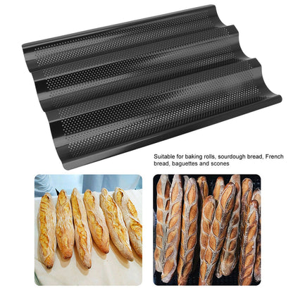 Baguette Pan Stainless Steel U Shape Uniform Heating Perforated Design French Bread Baking Pan for Home V1294-YM0512-3118220288811