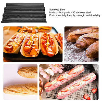 Baguette Pan Stainless Steel U Shape Uniform Heating Perforated Design French Bread Baking Pan for Home V1294-YM0512-3118220288811