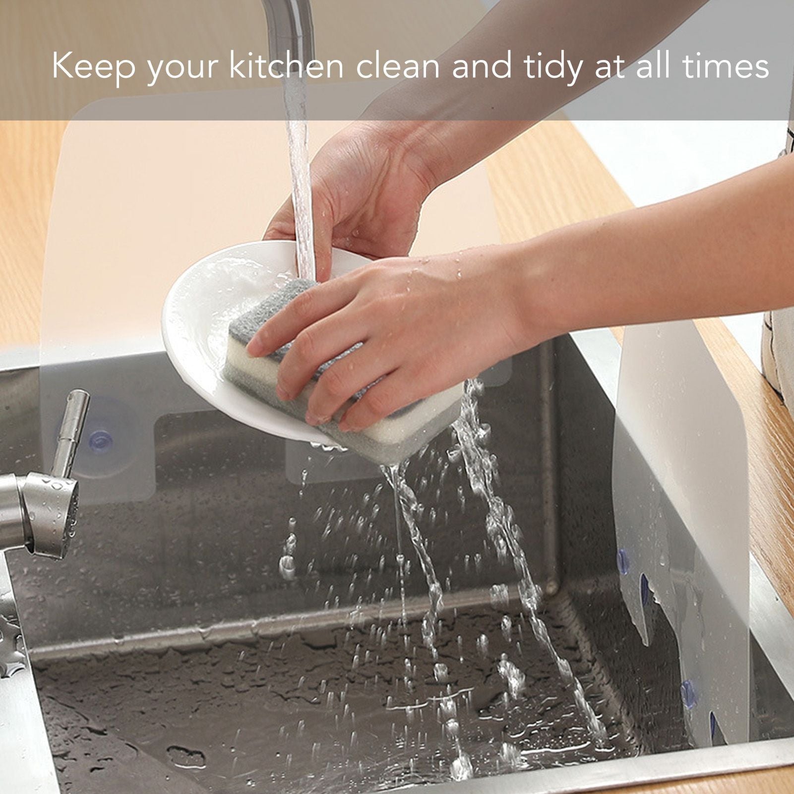 4Pcs Sink Splashing Guard Faucet Tap Mat ABS Water Catcher Draining Pad for Kitchen V1294-YM0512-3118220289011