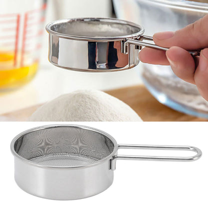 Flour Sieve Strainer 304 Stainless Steel Lightweight Easy Cleaning Ergonomic Handle Mesh Round Sifter for V1294-YM0512-3118220289111