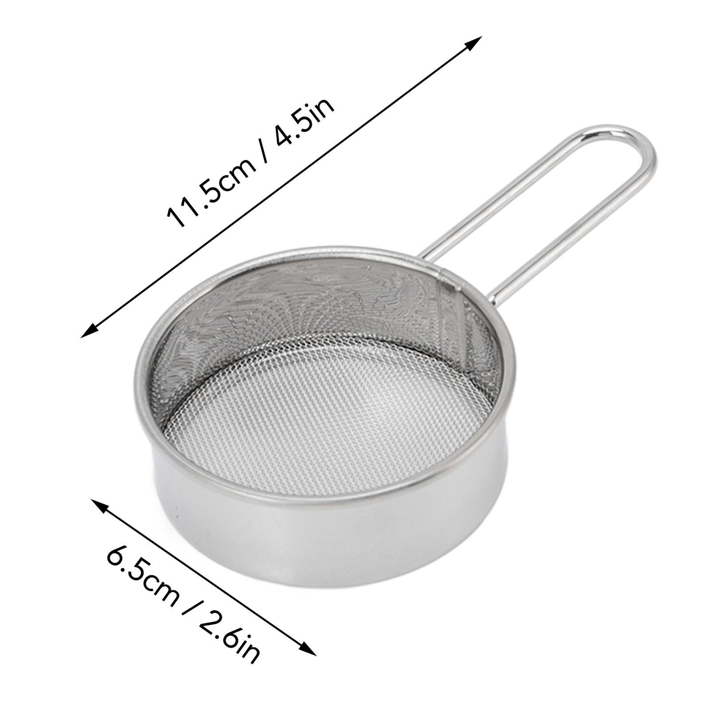 Flour Sieve Strainer 304 Stainless Steel Lightweight Easy Cleaning Ergonomic Handle Mesh Round Sifter for V1294-YM0512-3118220289111