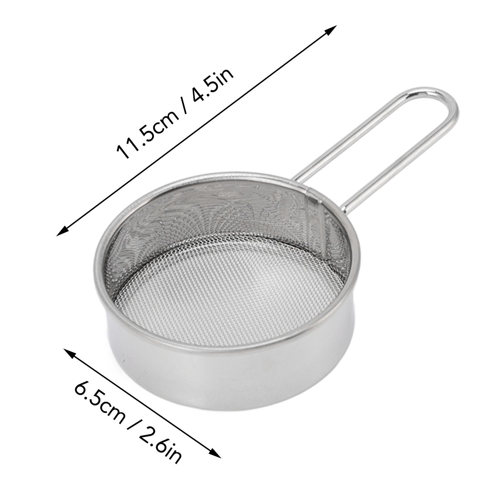 Flour Sieve Strainer 304 Stainless Steel Lightweight Easy Cleaning Ergonomic Handle Mesh Round Sifter for V1294-YM0512-3118220289111