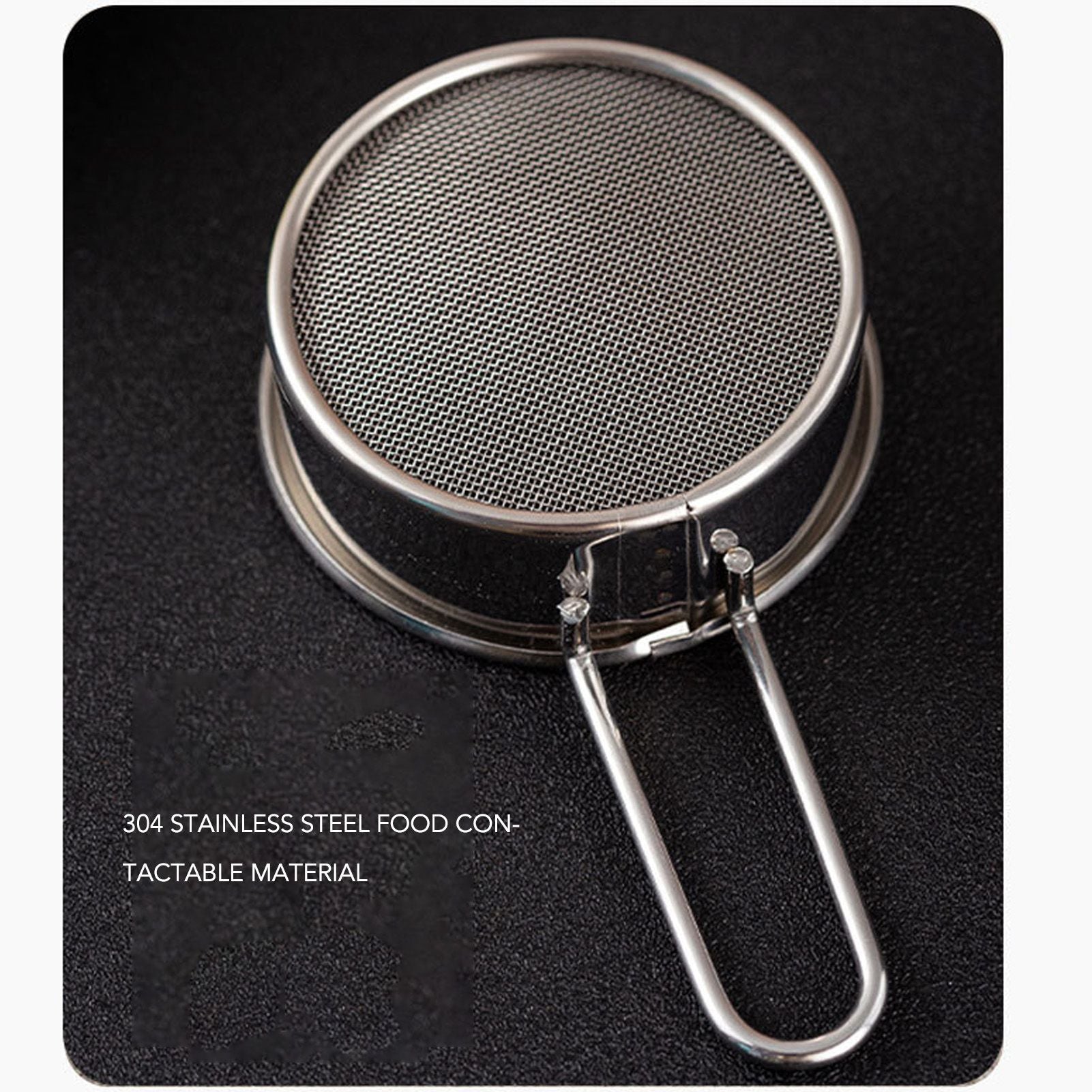 Flour Sieve Strainer 304 Stainless Steel Lightweight Easy Cleaning Ergonomic Handle Mesh Round Sifter for V1294-YM0512-3118220289111