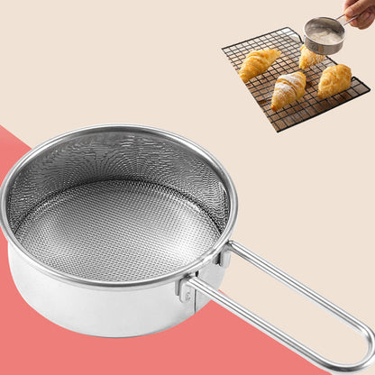 Flour Sieve Strainer 304 Stainless Steel Lightweight Easy Cleaning Ergonomic Handle Mesh Round Sifter for V1294-YM0512-3118220289111