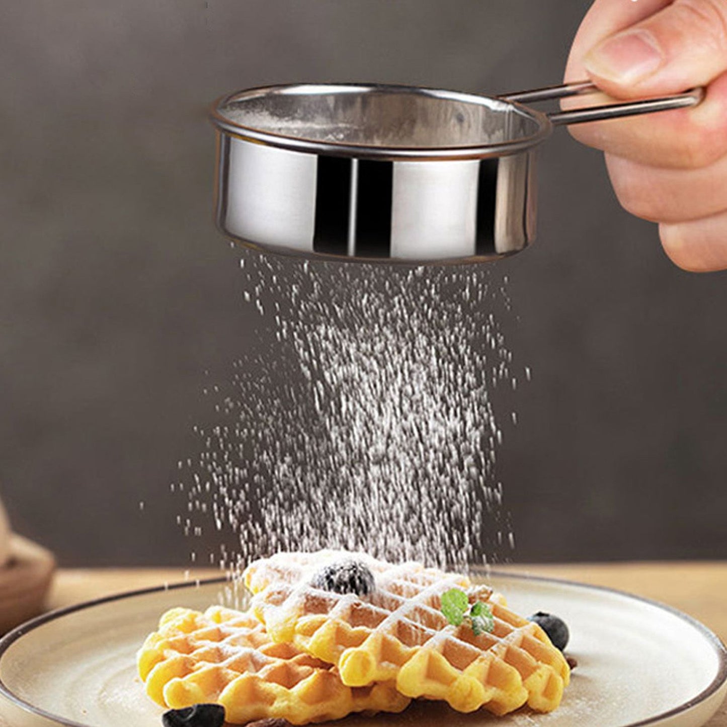 Flour Sieve Strainer 304 Stainless Steel Lightweight Easy Cleaning Ergonomic Handle Mesh Round Sifter for V1294-YM0512-3118220289111