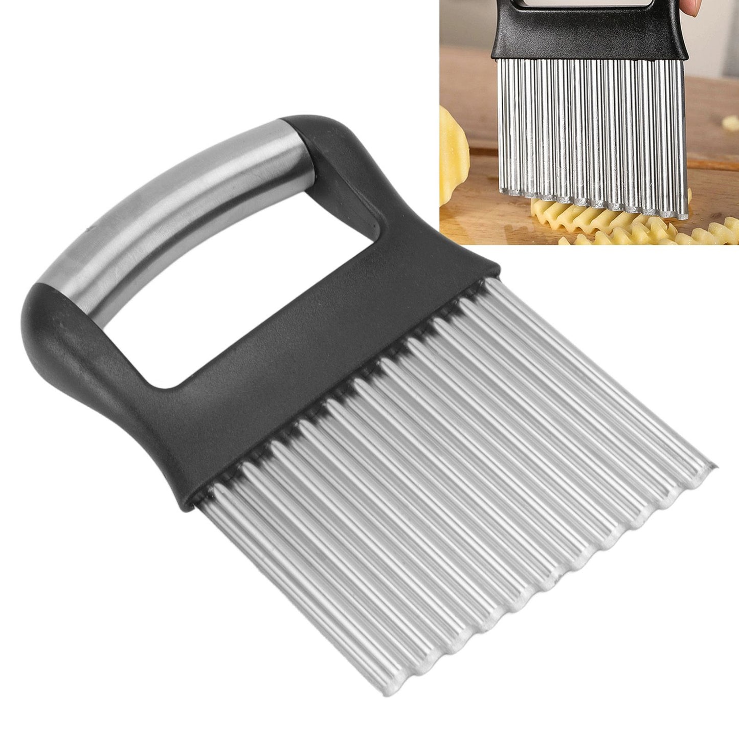 Crinkle Cutter Rustproof Stainless Steel Wavy Potato Crinkle Cutter with Comfortable Grip for Kitchen V1294-YM0512-3118220289311
