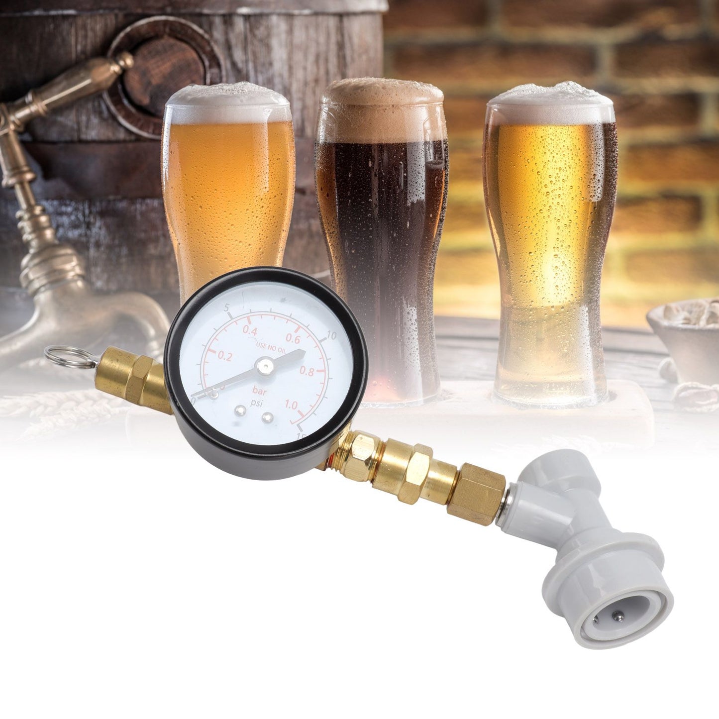 Beer Brew Adjustable Pressure Relief Valve Cola Keg Pressure Gauge Beer Keg Regulator 0-15PSI V1294-YM0512-3118220289611