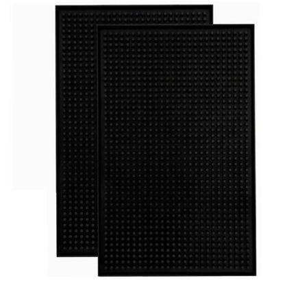 2 Pcs Bar Service Mat Black Waterproof Heat Insulating PVC Bar Countertop Spill Mat 45x30x1cm V1294-YM0512-3118220290311