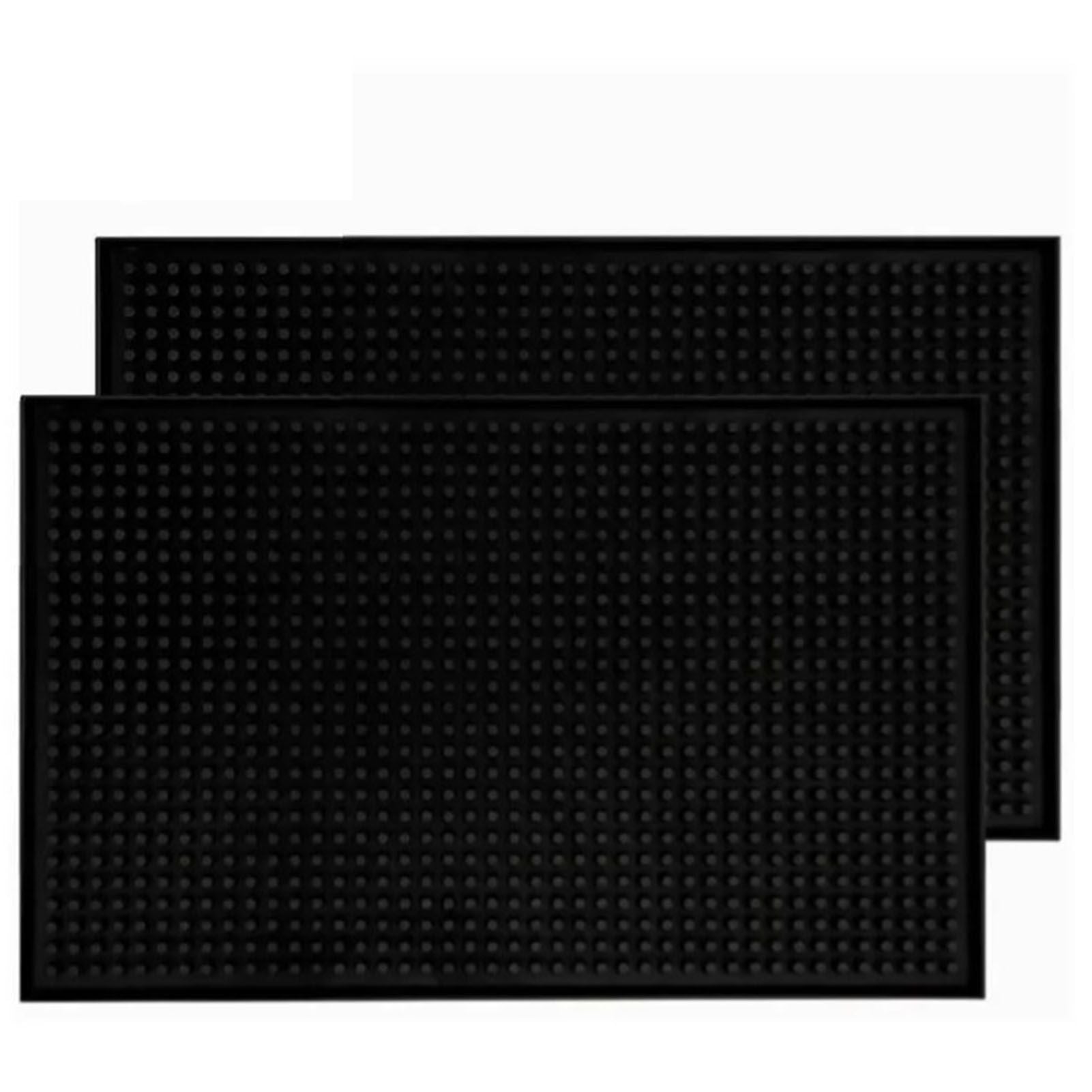 2 Pcs Bar Service Mat Black Waterproof Heat Insulating PVC Bar Countertop Spill Mat 45x30x1cm V1294-YM0512-3118220290311