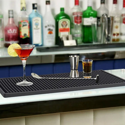 2 Pcs Bar Service Mat Black Waterproof Heat Insulating PVC Bar Countertop Spill Mat 45x30x1cm V1294-YM0512-3118220290311