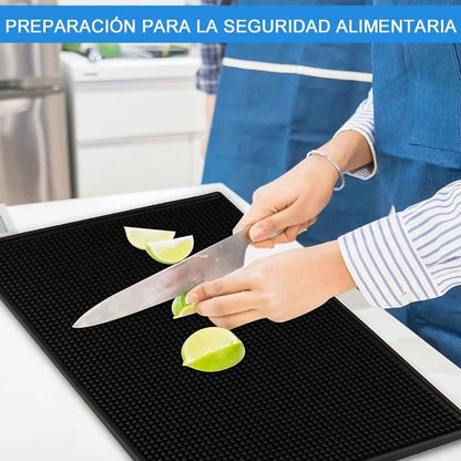 2 Pcs Bar Service Mat Black Waterproof Heat Insulating PVC Bar Countertop Spill Mat 45x30x1cm V1294-YM0512-3118220290311