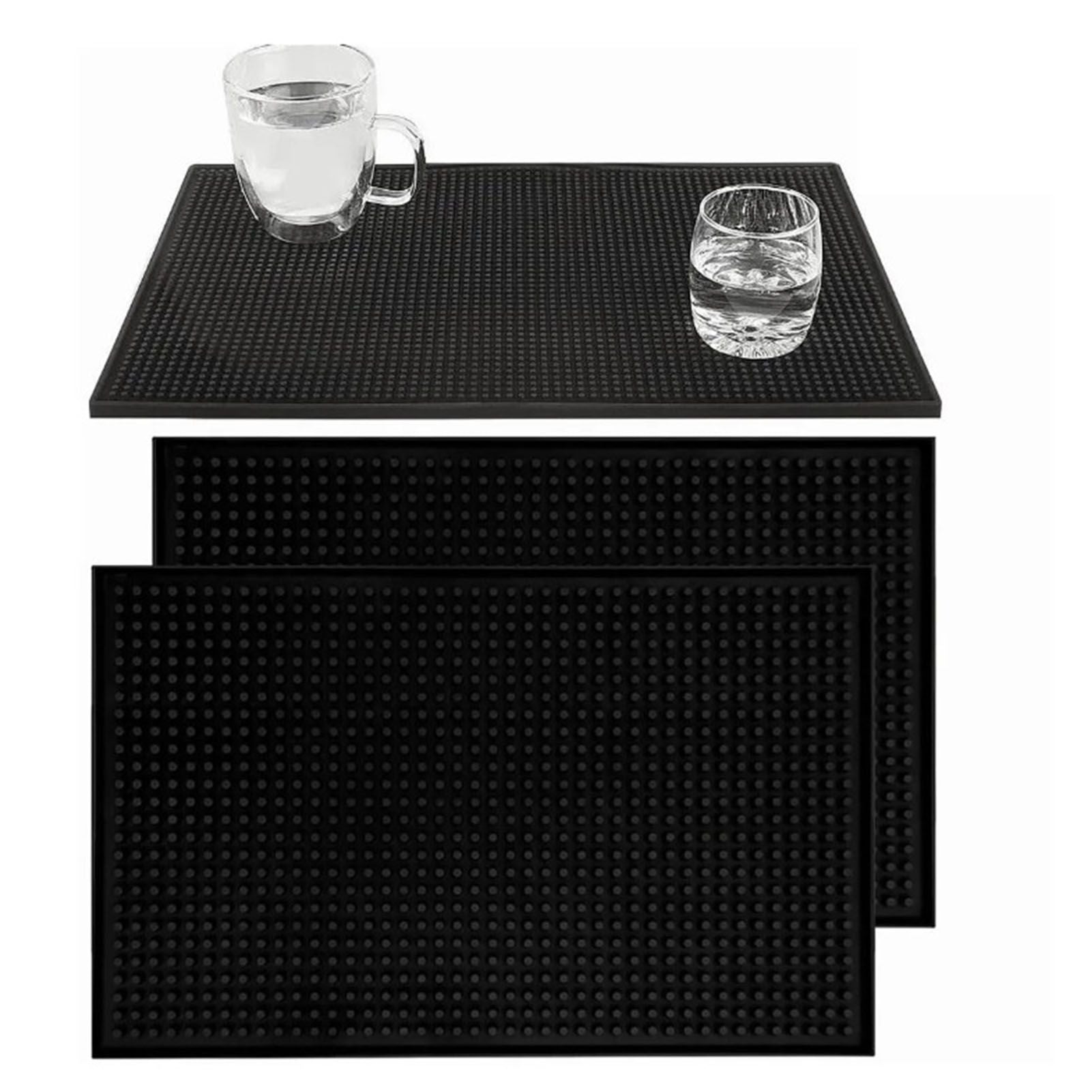 2 Pcs Bar Service Mat Black Waterproof Heat Insulating PVC Bar Countertop Spill Mat 45x30x1cm V1294-YM0512-3118220290311