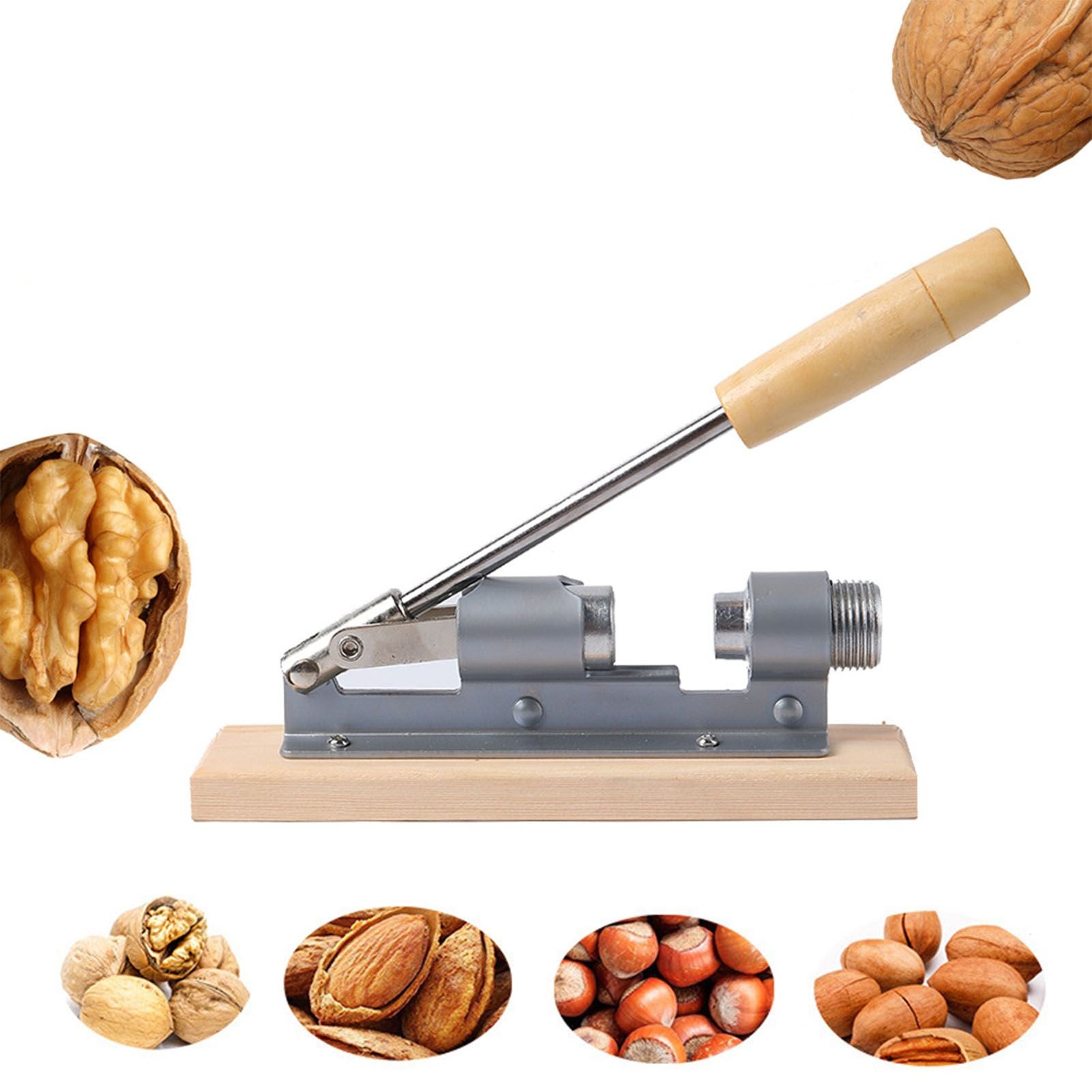 Pecan Nut Cracker Mechanical Regulable Design Wood Stainless Steel Walnut Plier Opener Tool V1294-YM0512-3118220290511