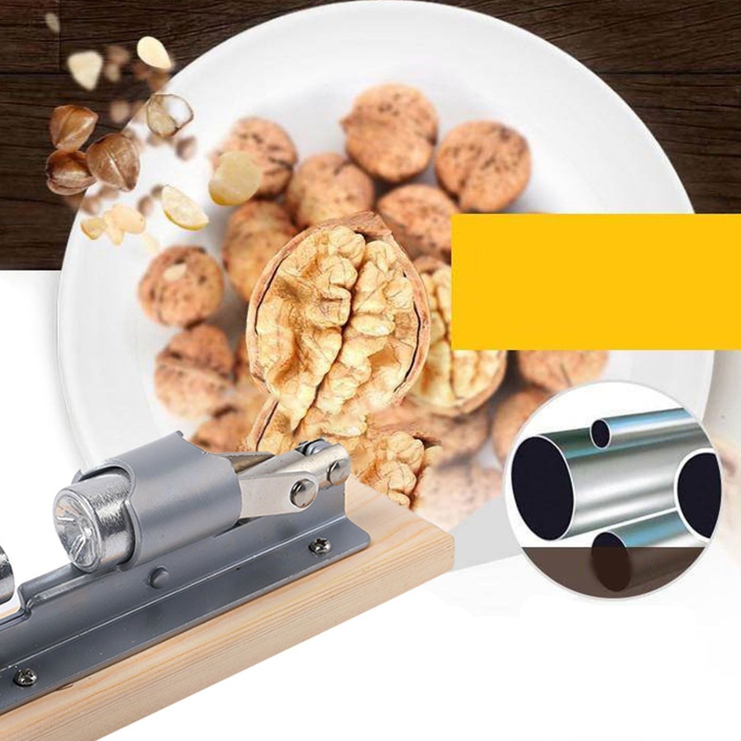Pecan Nut Cracker Mechanical Regulable Design Wood Stainless Steel Walnut Plier Opener Tool V1294-YM0512-3118220290511