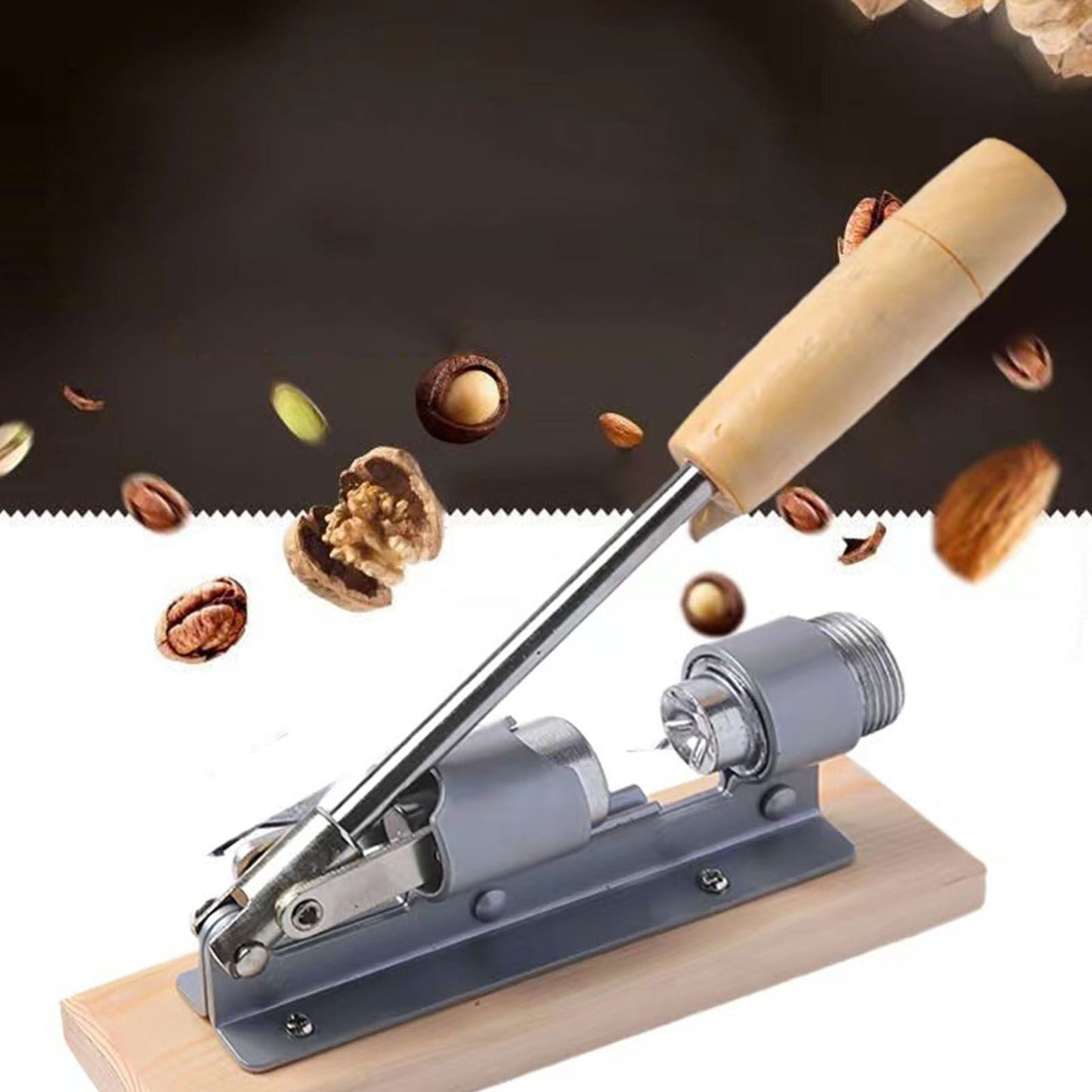 Pecan Nut Cracker Mechanical Regulable Design Wood Stainless Steel Walnut Plier Opener Tool V1294-YM0512-3118220290511