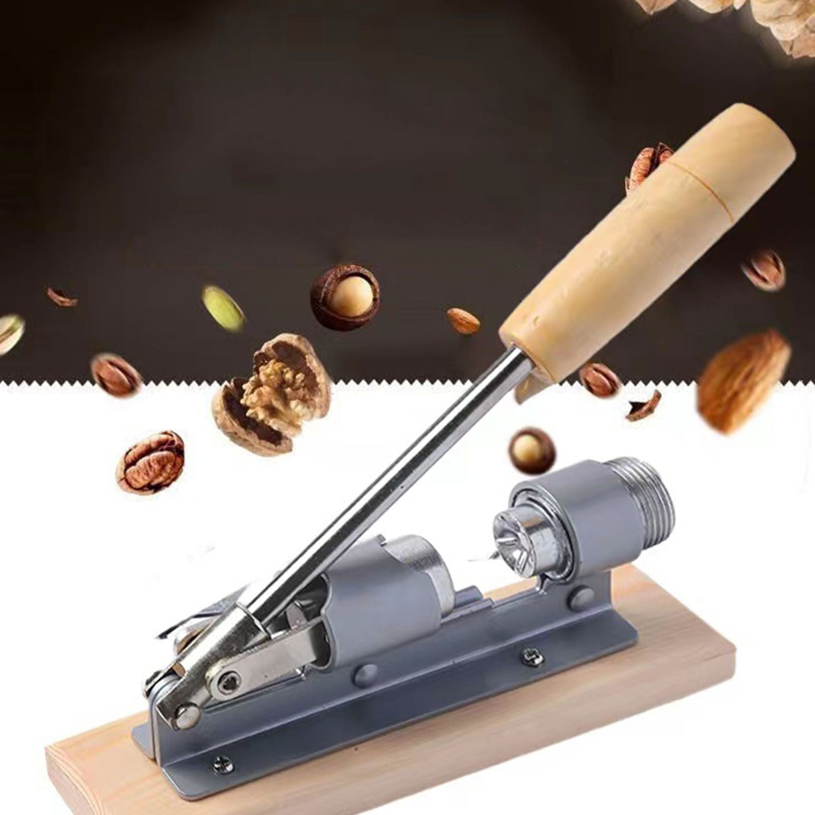 Pecan Nut Cracker Mechanical Regulable Design Wood Stainless Steel Walnut Plier Opener Tool V1294-YM0512-3118220290511