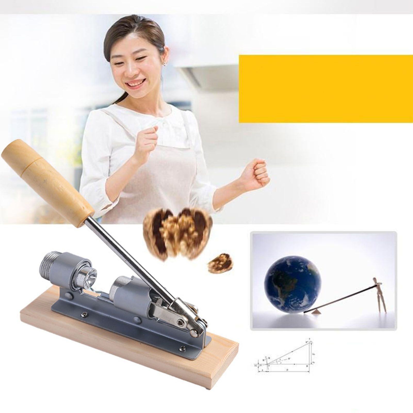 Pecan Nut Cracker Mechanical Regulable Design Wood Stainless Steel Walnut Plier Opener Tool V1294-YM0512-3118220290511