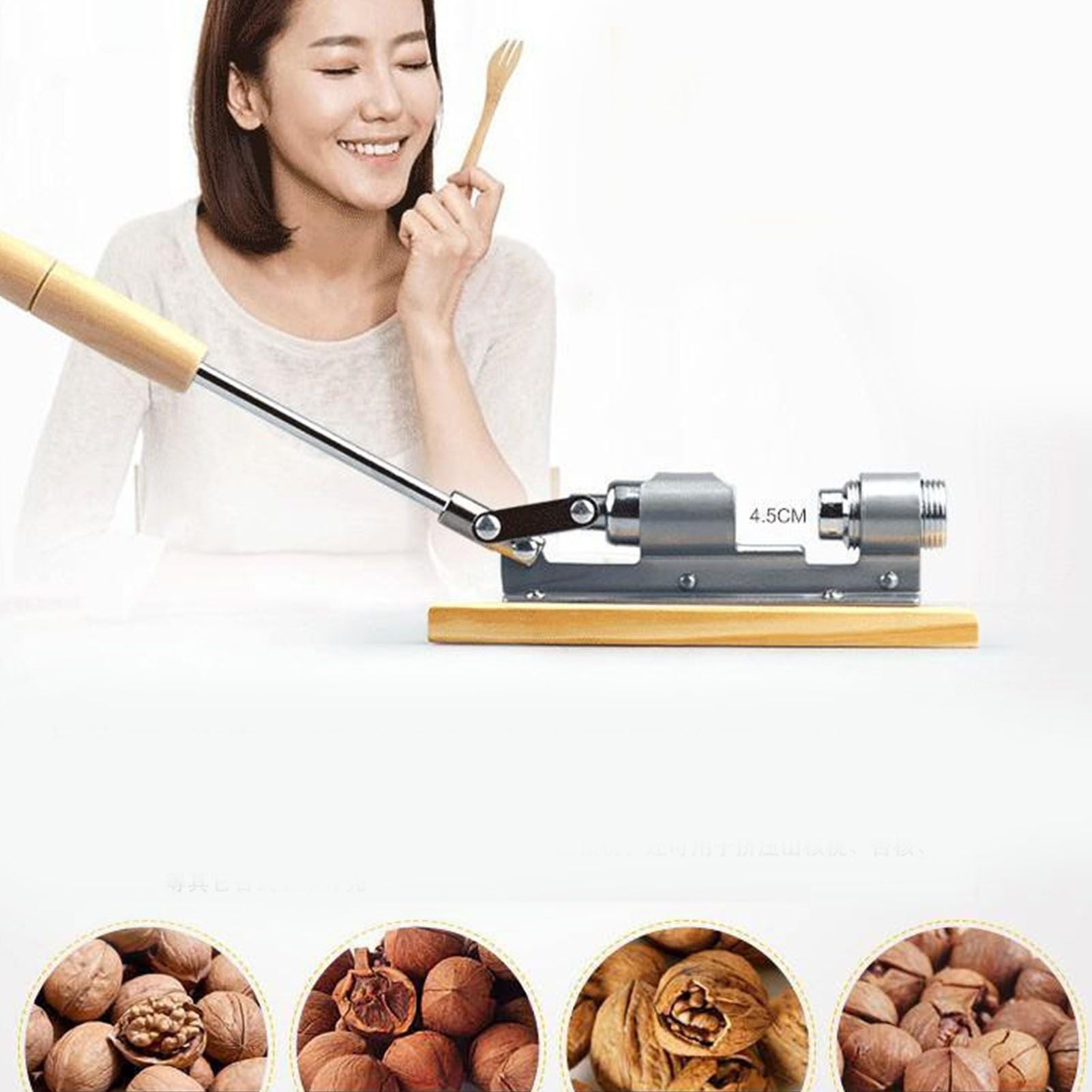 Pecan Nut Cracker Mechanical Regulable Design Wood Stainless Steel Walnut Plier Opener Tool V1294-YM0512-3118220290511