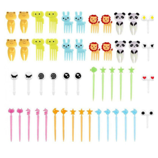 50 PCS Home Cartoon Fruit Fork Innovative Cute Animal Shape Plastic Children Bento Fruit Fork Set V1294-YM0512-3118220290911