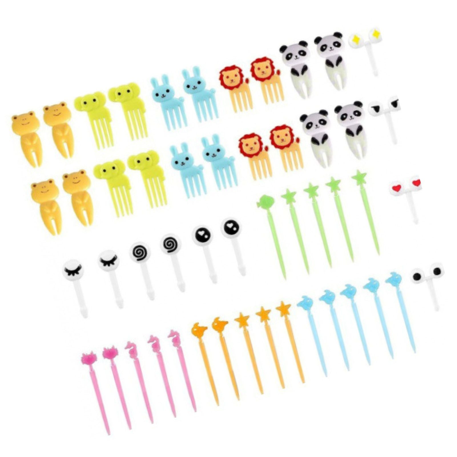 50 PCS Home Cartoon Fruit Fork Innovative Cute Animal Shape Plastic Children Bento Fruit Fork Set V1294-YM0512-3118220290911