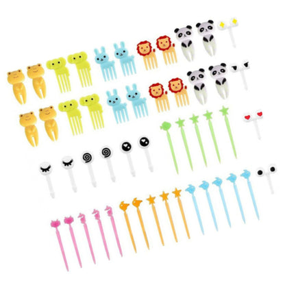 50 PCS Home Cartoon Fruit Fork Innovative Cute Animal Shape Plastic Children Bento Fruit Fork Set V1294-YM0512-3118220290911