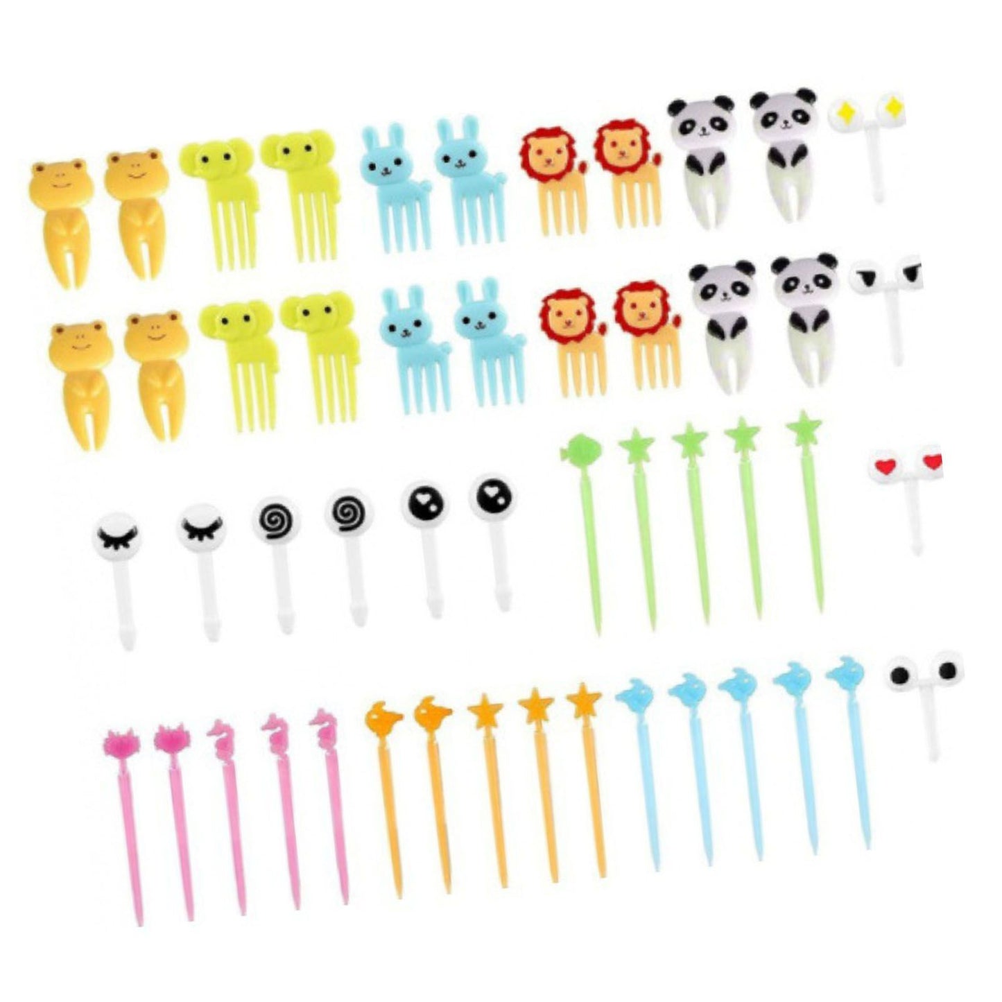 50 PCS Home Cartoon Fruit Fork Innovative Cute Animal Shape Plastic Children Bento Fruit Fork Set V1294-YM0512-3118220290911