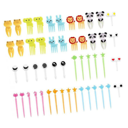50 PCS Home Cartoon Fruit Fork Innovative Cute Animal Shape Plastic Children Bento Fruit Fork Set V1294-YM0512-3118220290911
