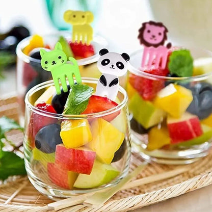 50 PCS Home Cartoon Fruit Fork Innovative Cute Animal Shape Plastic Children Bento Fruit Fork Set V1294-YM0512-3118220290911