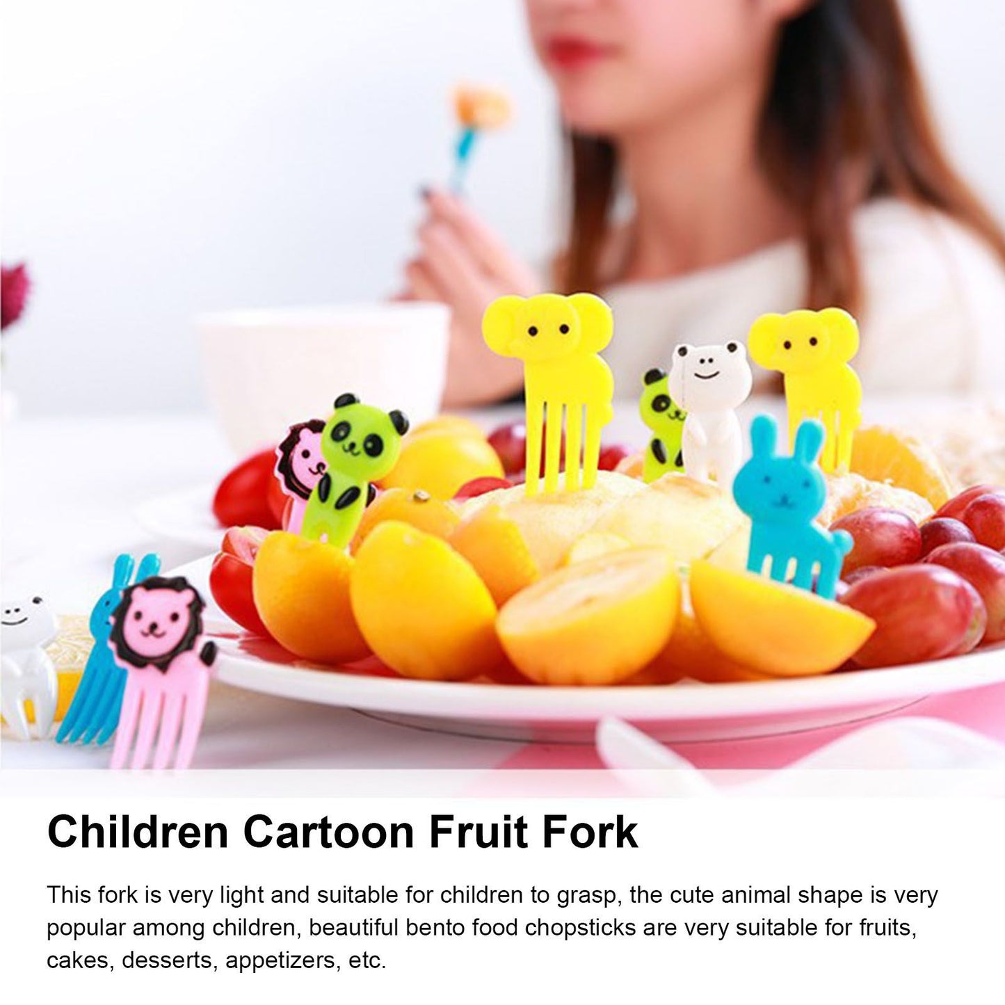 50 PCS Home Cartoon Fruit Fork Innovative Cute Animal Shape Plastic Children Bento Fruit Fork Set V1294-YM0512-3118220290911