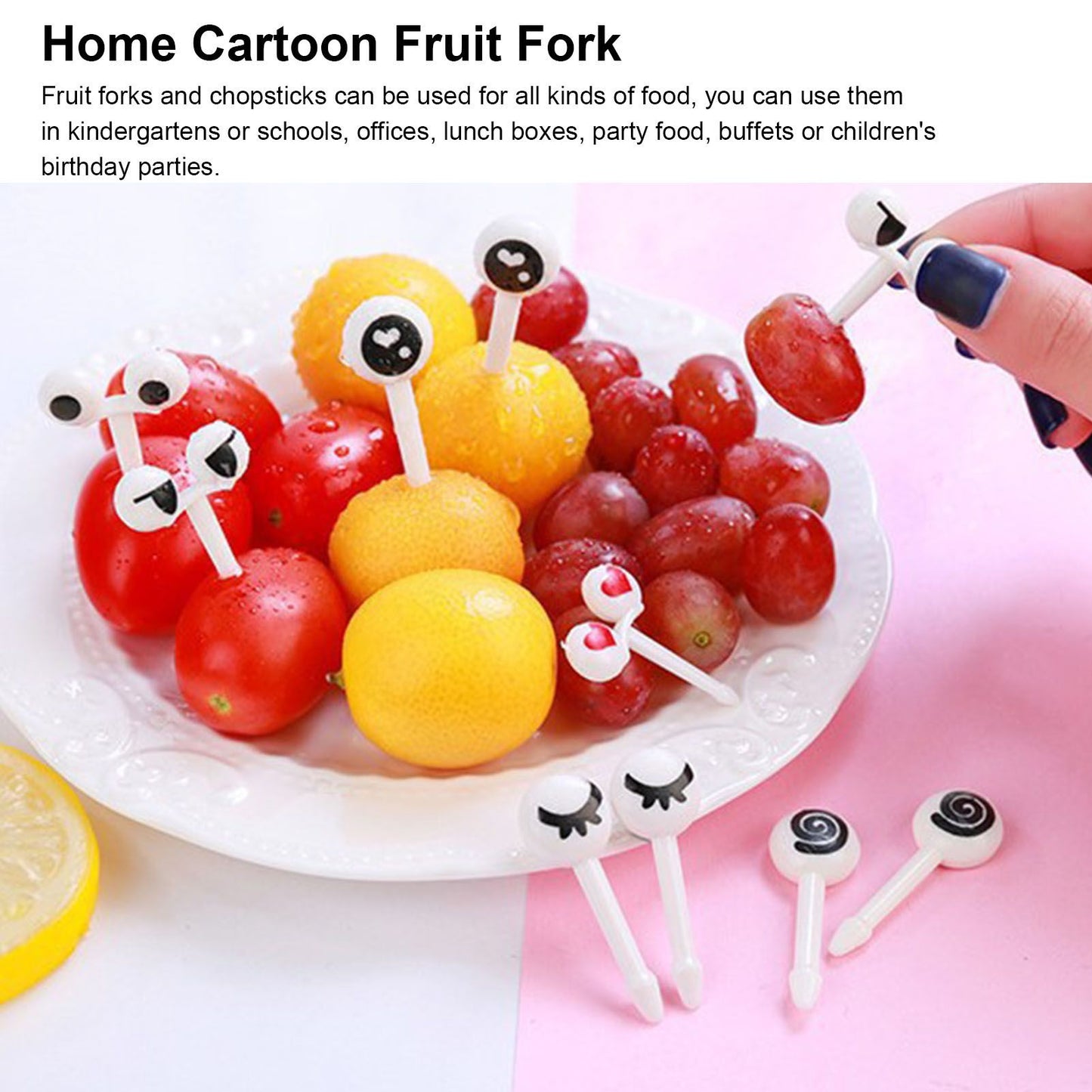 50 PCS Home Cartoon Fruit Fork Innovative Cute Animal Shape Plastic Children Bento Fruit Fork Set V1294-YM0512-3118220290911