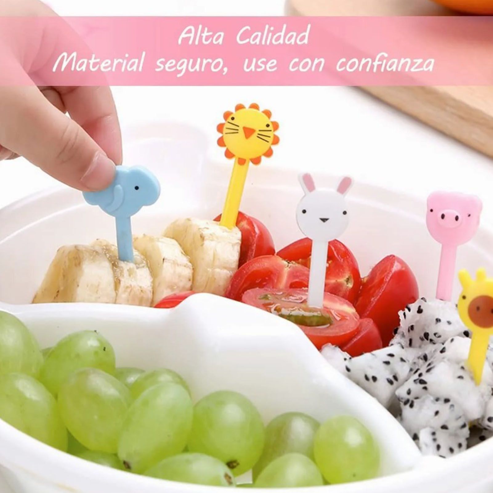 50 PCS Home Cartoon Fruit Fork Innovative Cute Animal Shape Plastic Children Bento Fruit Fork Set V1294-YM0512-3118220290911