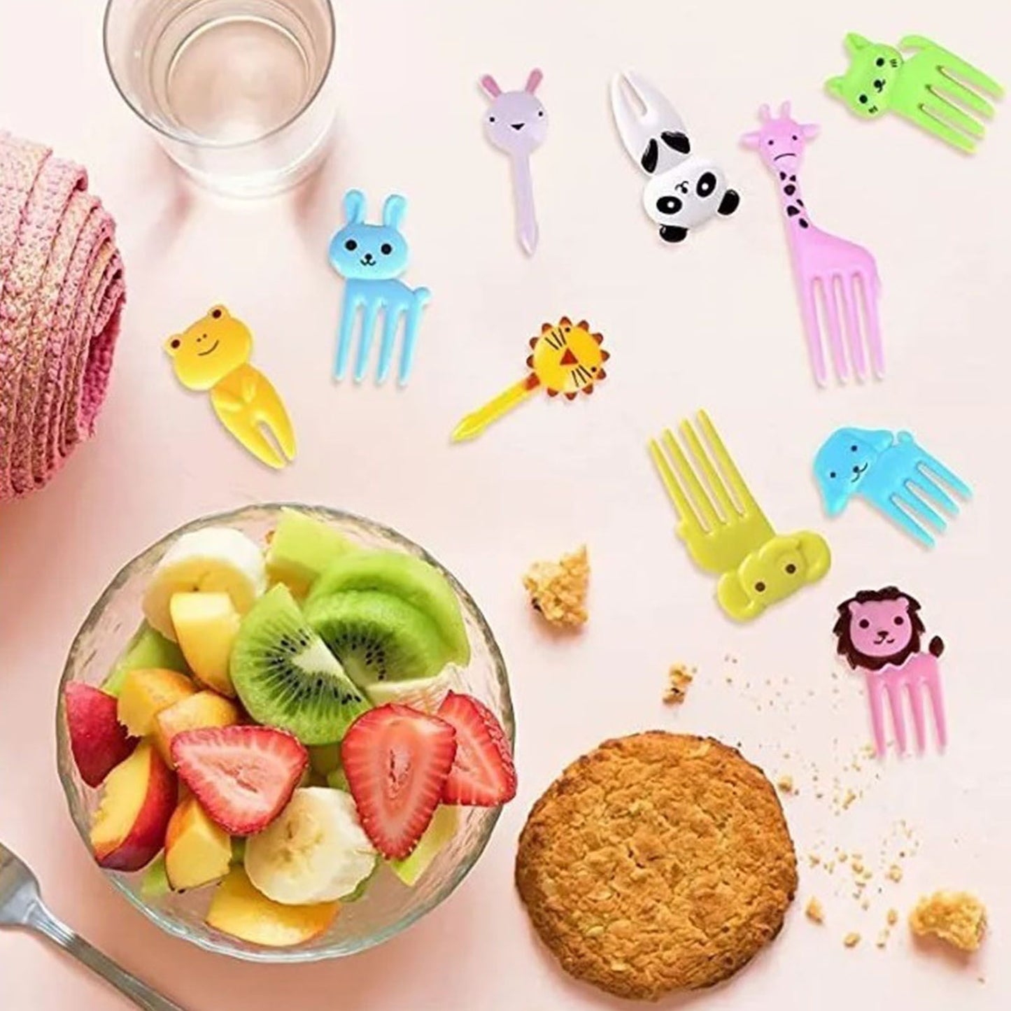 50 PCS Home Cartoon Fruit Fork Innovative Cute Animal Shape Plastic Children Bento Fruit Fork Set V1294-YM0512-3118220290911