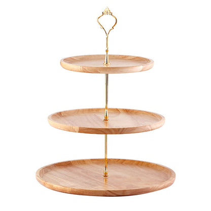 Fruit Plate Wood Natural Textured Simple Elegant Strong Durable Food Tray Cake Fruit Serving Tray 20+25+30cm V1294-YM0512-3118220292012