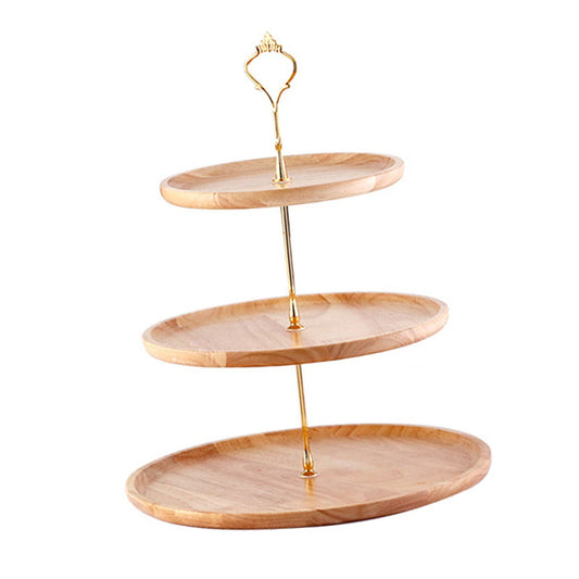Fruit Plate Wood Natural Textured Simple Elegant Strong Durable Food Tray Cake Fruit Serving Tray 20+25+30cm V1294-YM0512-3118220292012