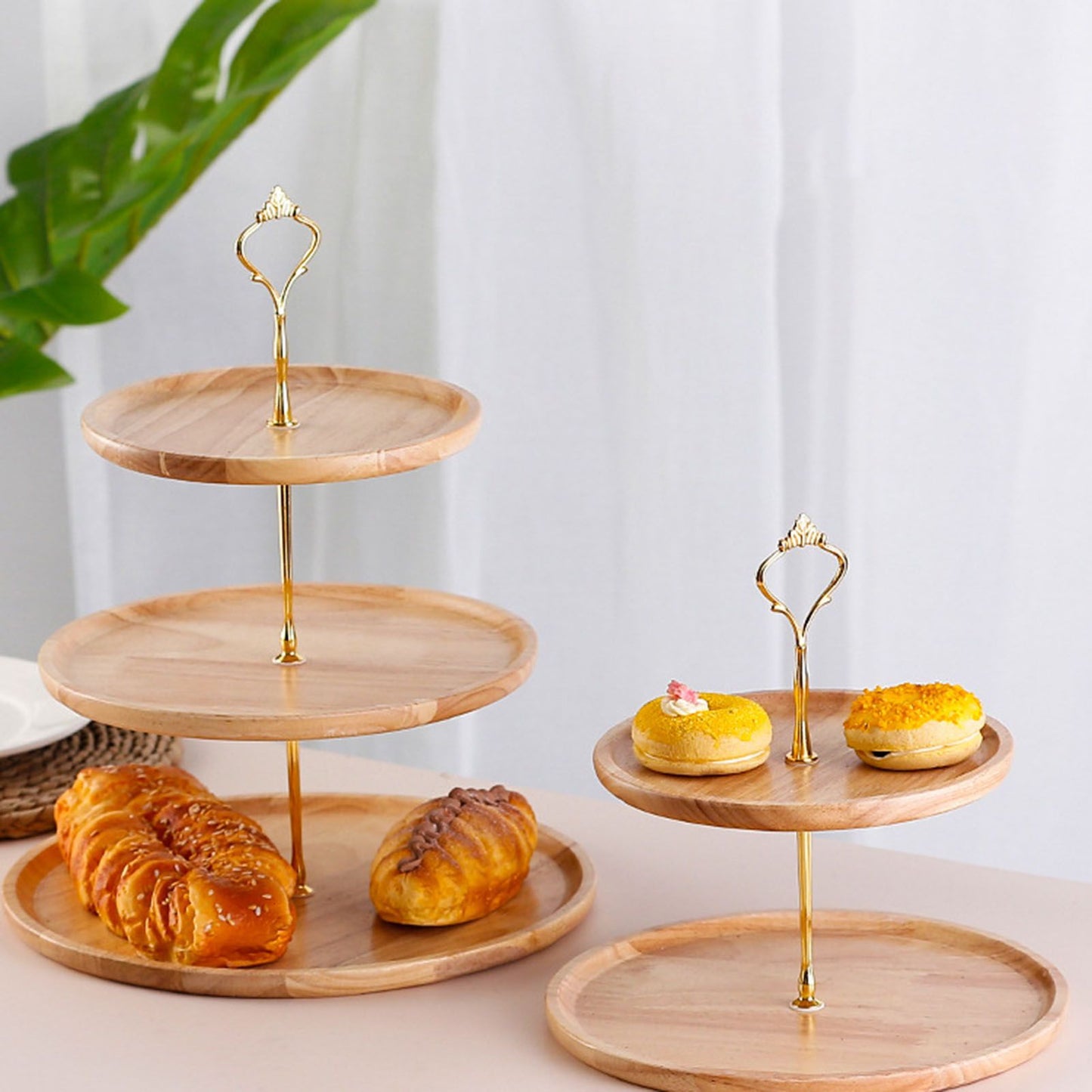 Fruit Plate Wood Natural Textured Simple Elegant Strong Durable Food Tray Cake Fruit Serving Tray 20+25+30cm V1294-YM0512-3118220292012