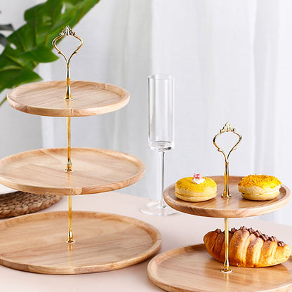 Fruit Plate Wood Natural Textured Simple Elegant Strong Durable Food Tray Cake Fruit Serving Tray 20+25+30cm V1294-YM0512-3118220292012