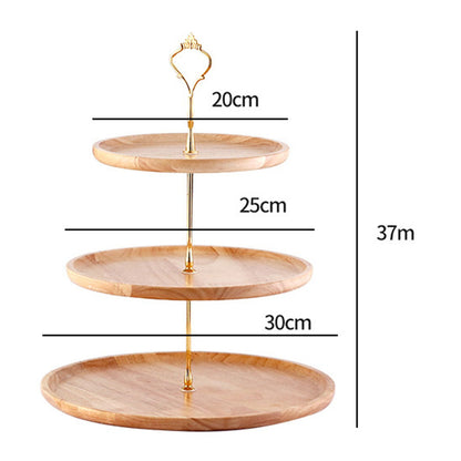 Fruit Plate Wood Natural Textured Simple Elegant Strong Durable Food Tray Cake Fruit Serving Tray 20+25+30cm V1294-YM0512-3118220292012