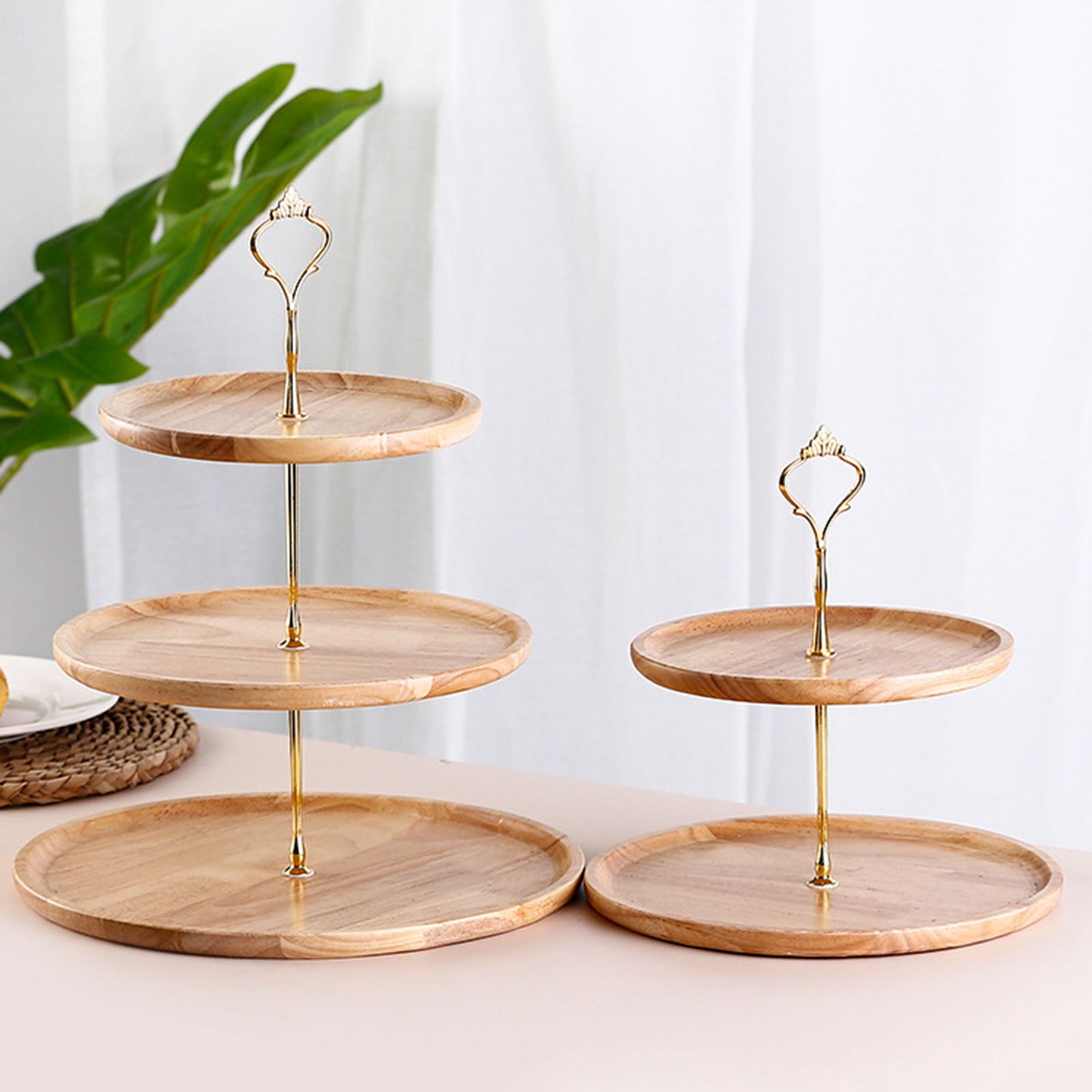 Fruit Plate Wood Natural Textured Simple Elegant Strong Durable Food Tray Cake Fruit Serving Tray 20+25+30cm V1294-YM0512-3118220292012