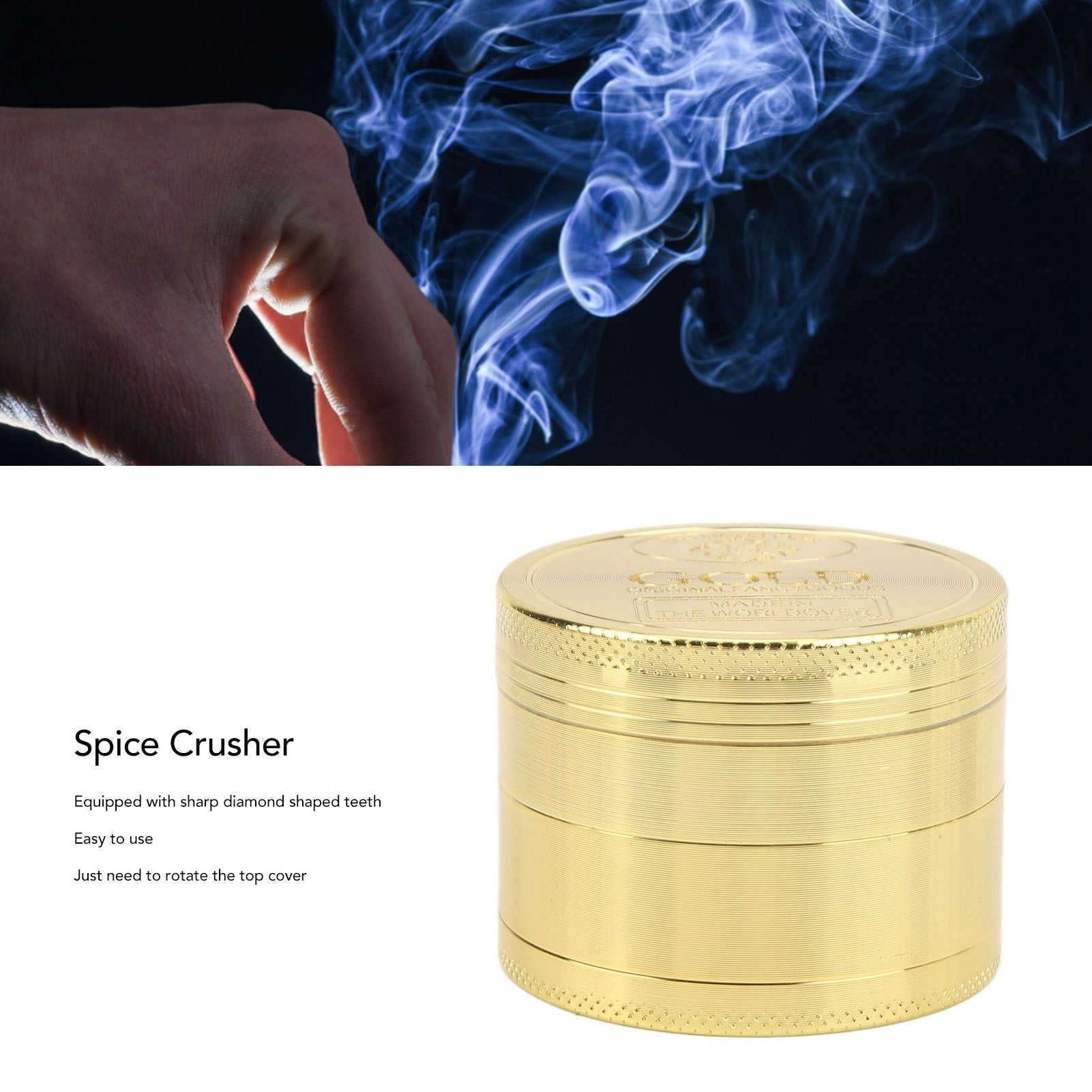 40mm Spice Grinder 4 Layers Aluminium Alloy Gold Coin Design Spice Crusher for Home Kitchen V1294-YM0512-3118220295111