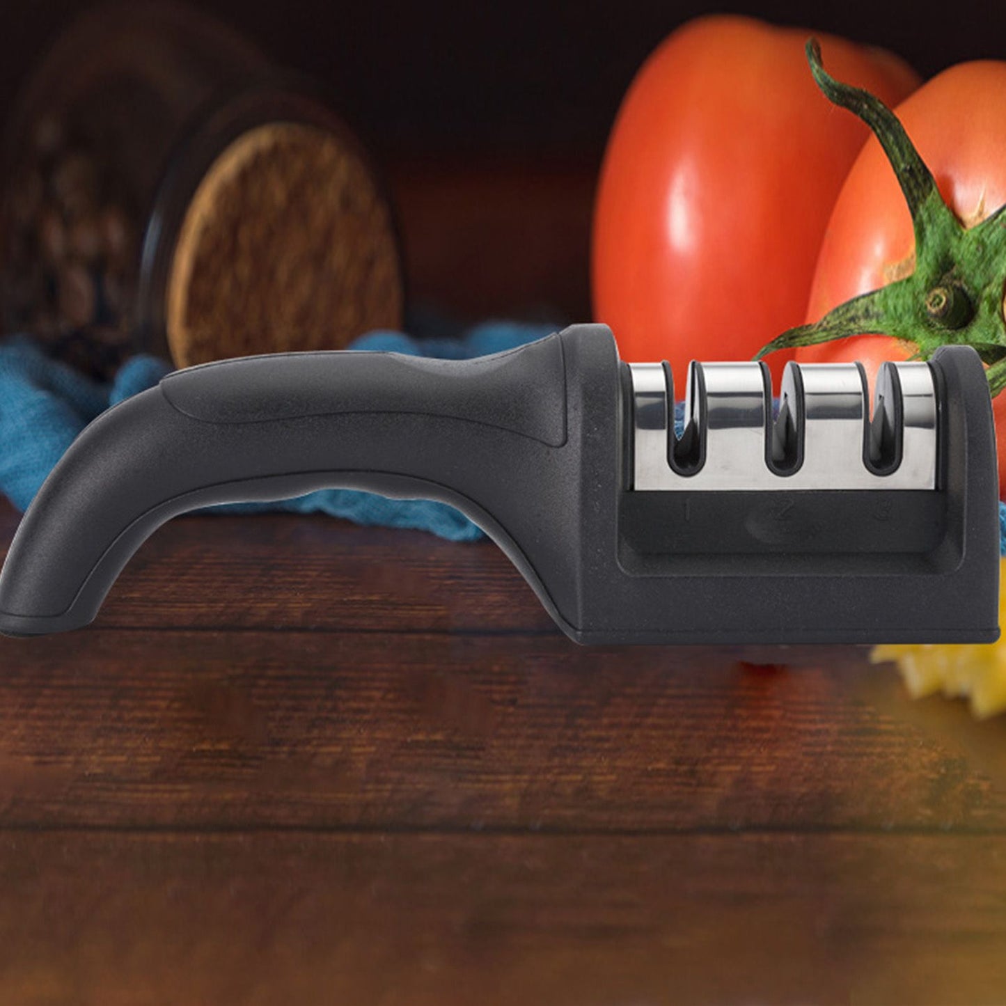 Knife Sharpener 3 Slot Kitchen Knives Sharpen Blade Sharpening Tool for Home Kitchen Black V1294-YM0512-3118220296012