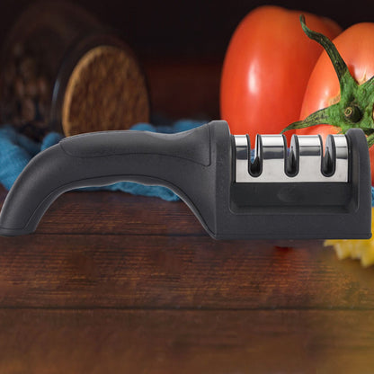 Knife Sharpener 3 Slot Kitchen Knives Sharpen Blade Sharpening Tool for Home Kitchen Black V1294-YM0512-3118220296012