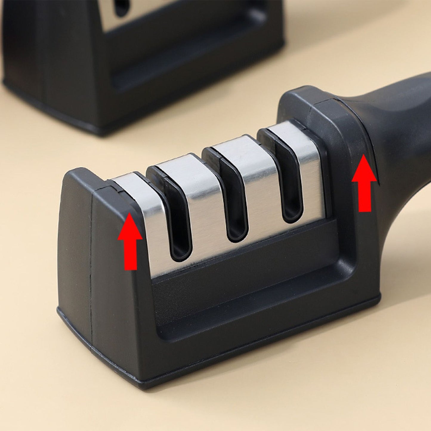 Knife Sharpener 3 Slot Kitchen Knives Sharpen Blade Sharpening Tool for Home Kitchen Black V1294-YM0512-3118220296012