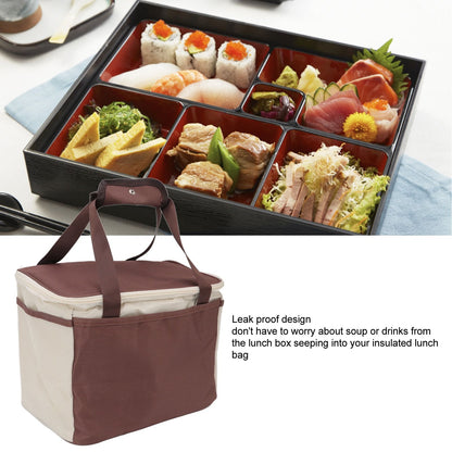 Insulated Lunch Bag Leak Proof Portable Reusable Lunch Box for Students Men Women and Office Workers L Coffee V1294-YM0512-3118220296412