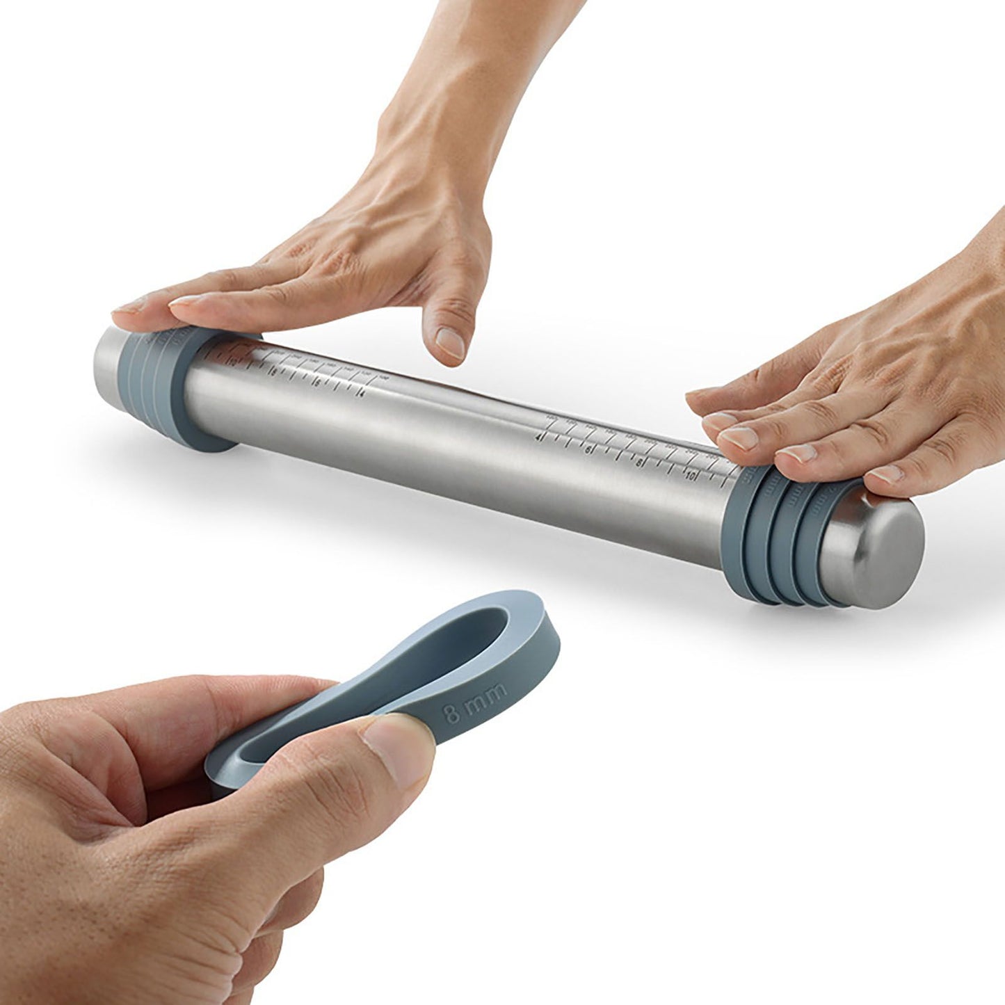 Adjustable Thicknes Flour Rolling Pin with Scale Mat Dough Scraper 430 Stainless Steel Cooking Tools Baking V1294-YM0512-3118220296611