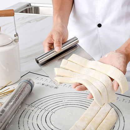 Adjustable Thicknes Flour Rolling Pin with Scale Mat Dough Scraper 430 Stainless Steel Cooking Tools Baking V1294-YM0512-3118220296611