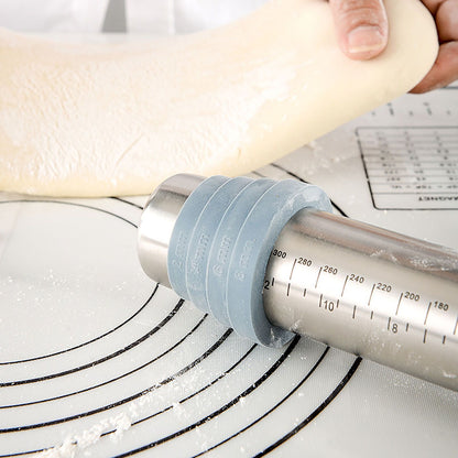 Adjustable Thicknes Flour Rolling Pin with Scale Mat Dough Scraper 430 Stainless Steel Cooking Tools Baking V1294-YM0512-3118220296611