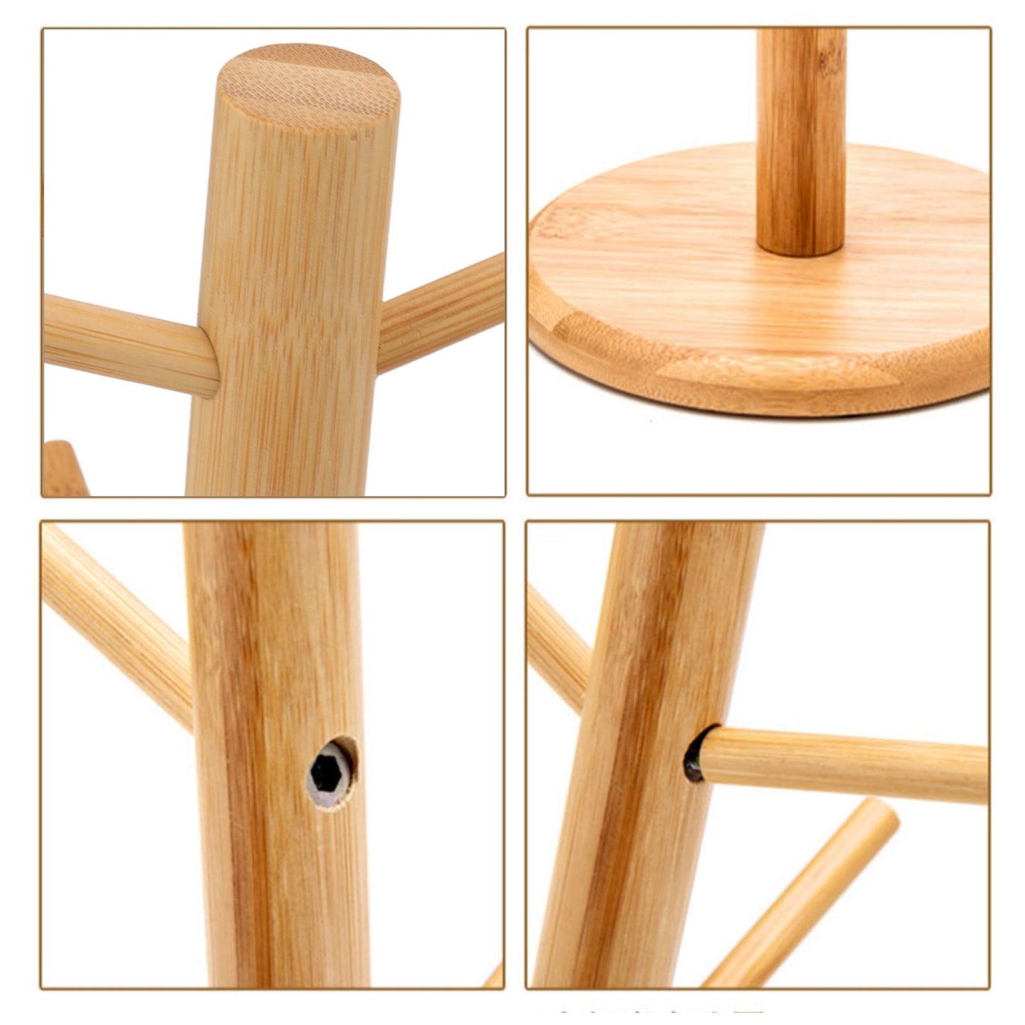 Coffee Cup Holder Space Saving Bamboo Coffee Mug Tree Rack Holder Organizer for Storage Display Drying Mugs V1294-YM0512-3118220298111